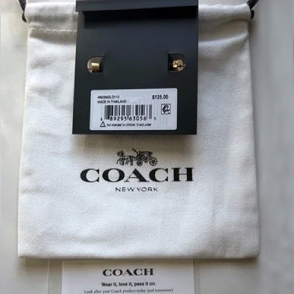 Coach 𝐍𝐖𝐓 Signature Pavé Rexy T-Rex Charm Huggie Earrings NEW - Picture 5 of 10